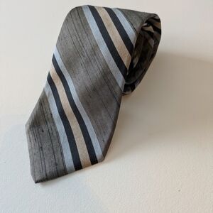 Vintage Lanvin Silk Tie Grey black blue tan